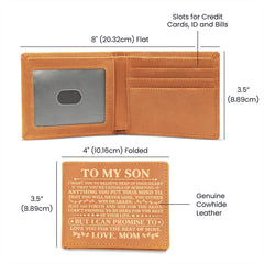 To My Son Promise (Yellow Writing) – Leather Wallet (From Mom)
