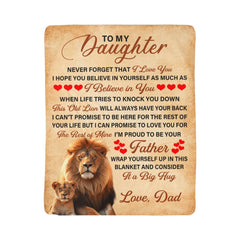 To My Daughter This Old Lion – Sherpa Fleece Blanket (From Dad)