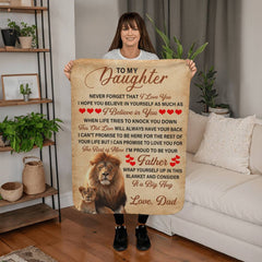 To My Daughter This Old Lion – Sherpa Fleece Blanket (From Dad)