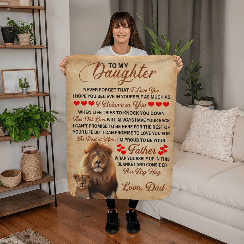To My Daughter This Old Lion – Sherpa Fleece Blanket (From Dad)