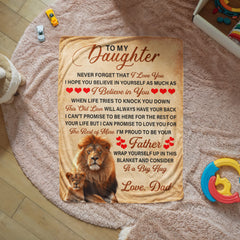 To My Daughter This Old Lion – Sherpa Fleece Blanket (From Dad)