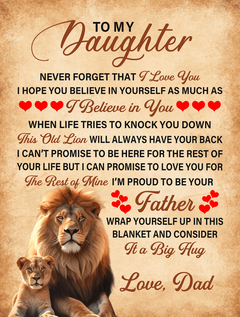 To My Daughter This Old Lion – Sherpa Fleece Blanket (From Dad)