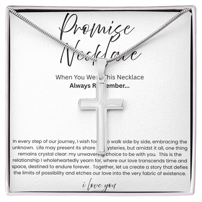 Artisan Cross Necklace with Snake Chain - Promise Necklace