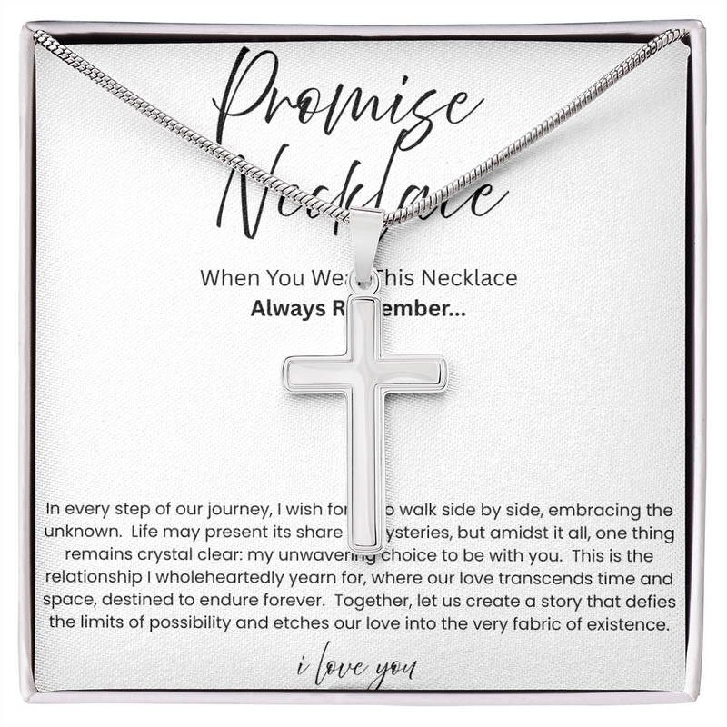 Artisan Cross Necklace with Snake Chain - Promise Necklace